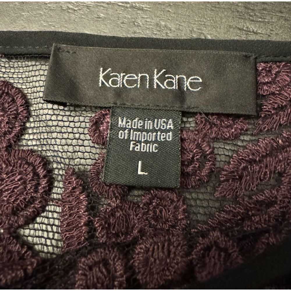 Karen Kane Sheer Mesh Embroidered Long Sleeve - Sz L - Picture 8 of 8